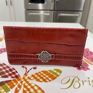 BRIGHTON RED LEATHER MOC CROC WALLET